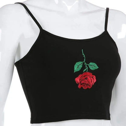 Gothic Grunge Rose Embroidery Tank Top EG0353 - Egirldoll