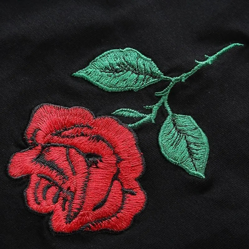 Gothic Grunge Rose Embroidery Tank Top EG0353 - Egirldoll