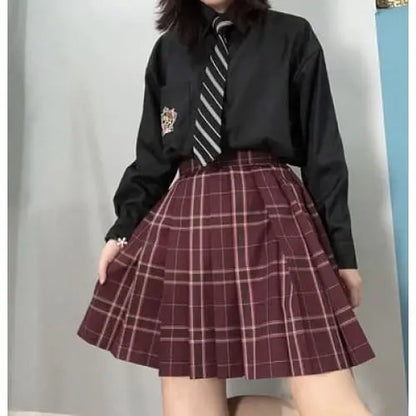 Gothic Grunge School Girl Plaid Pleated Mini Skirt (Available in size M to 4XL) EG0355 - Egirldoll