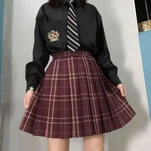 Gothic Grunge School Girl Plaid Pleated Mini Skirt (Available in size M to 4XL) EG0355 - Egirldoll