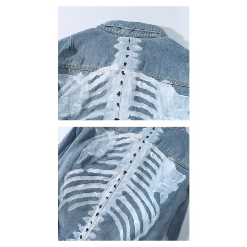 Gothic Grunge Skeleton Paint Denim Jacket EG0360 - Egirldoll