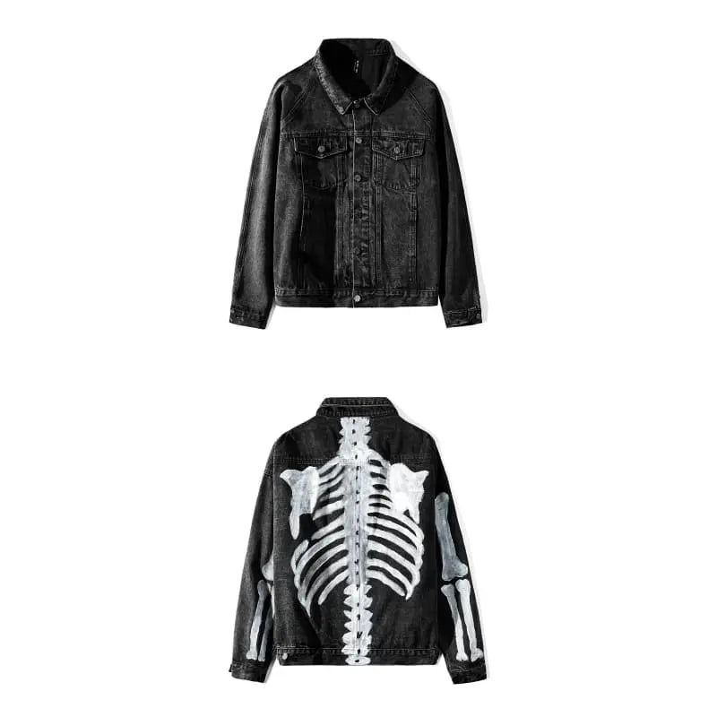 Gothic Grunge Skeleton Paint Denim Jacket EG0360 - Egirldoll