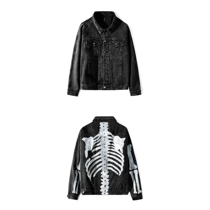 Gothic Grunge Skeleton Paint Denim Jacket EG0360 - Egirldoll