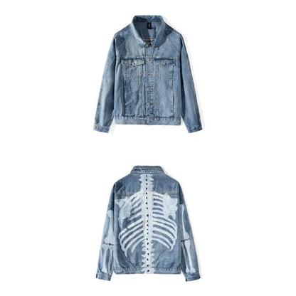 Gothic Grunge Skeleton Paint Denim Jacket EG0360 - Egirldoll