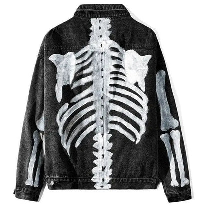 Gothic Grunge Skeleton Paint Denim Jacket EG0360 - Egirldoll