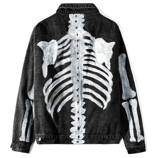Gothic Grunge Skeleton Paint Denim Jacket EG0360 - Egirldoll