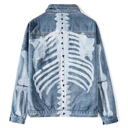 Gothic Grunge Skeleton Paint Denim Jacket EG0360 - Egirldoll