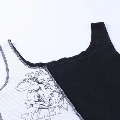 Gothic Grunge Two-Tone Black and White Tank Top EG322 - Egirldoll