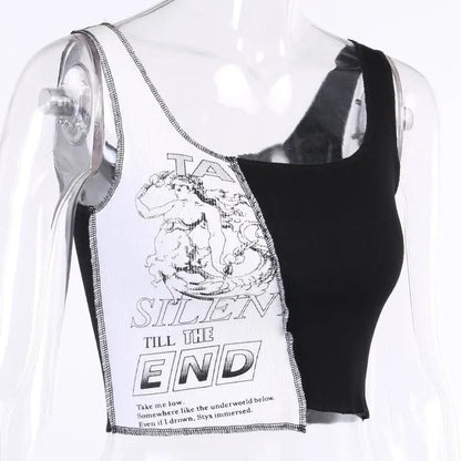 Gothic Grunge Two-Tone Black and White Tank Top EG322 - Egirldoll