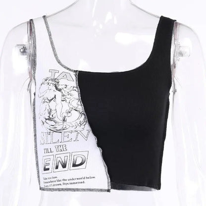 Gothic Grunge Two-Tone Black and White Tank Top EG322 - Egirldoll