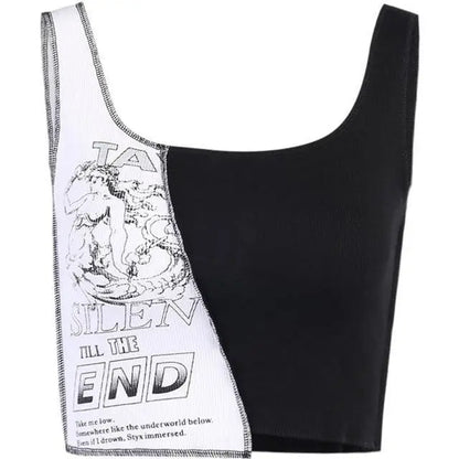 Gothic Grunge Two-Tone Black and White Tank Top EG322 - Egirldoll