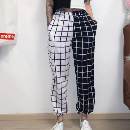 Gothic Grunge Two-Tone Checkered Pants EG057 - Egirldoll