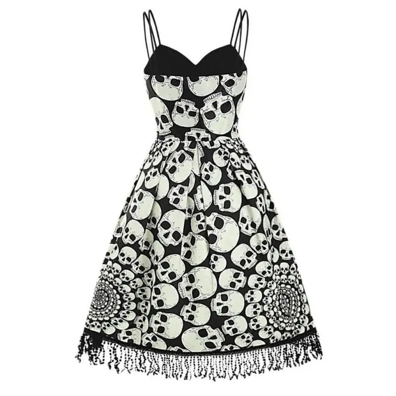 Gothic Halloween Skulls Tassel Dress EG0381 - Egirldoll