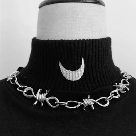 Gothic Harajuku Barbed Wire Thorns Choker Necklace EG012 - Egirldoll