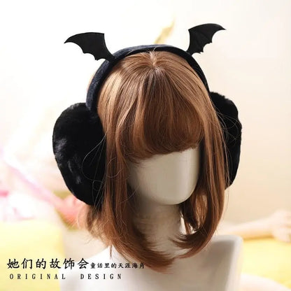 Gothic Harajuku Bat Wings Faux Fur Warm Earmuffs EG0386 - Egirldoll