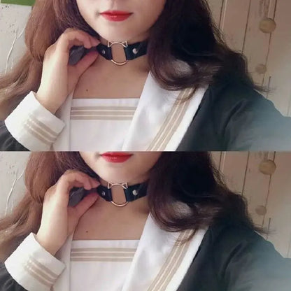 Gothic Harajuku Cat Ring Choker Necklace EG13125 - Egirldoll