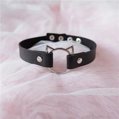 Gothic Harajuku Cat Ring Choker Necklace EG13125 - Egirldoll