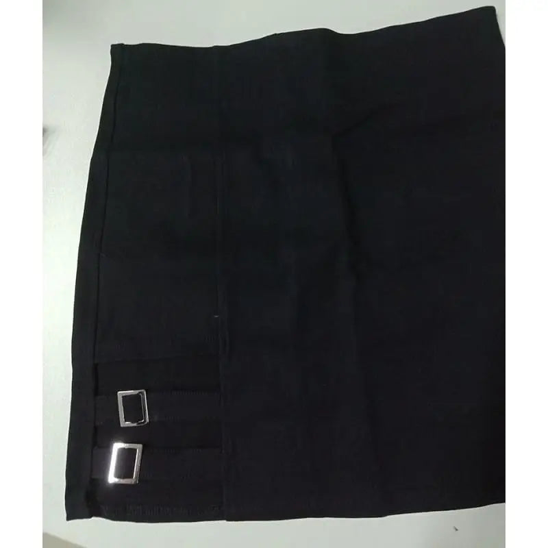 Gothic Harajuku Double Buckle Asymmetrical Mini Skirt EG0391 - Egirldoll
