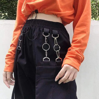 Gothic Harajuku Grunge Buckle Pocket Strap Jogger Pants EG397 - Egirldoll