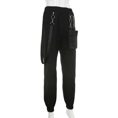 Gothic Harajuku Grunge Buckle Pocket Strap Jogger Pants EG397 - Egirldoll