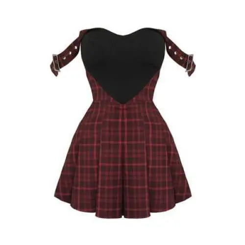 Grommet plaid 2024 mini dress