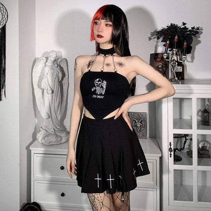 Gothic Harajuku I'm Ok Choker Top EG17238 - Egirldoll