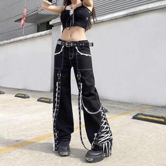 Gothic Harajuku Lace Me Up Pants GA094 - Egirldoll