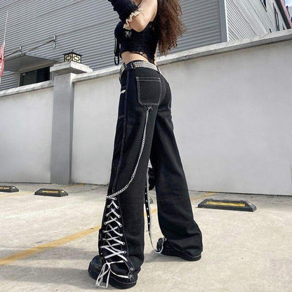 Gothic Harajuku Lace Me Up Pants GA094 - Egirldoll