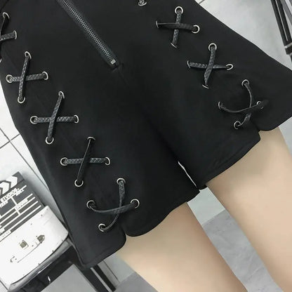 Gothic Harajuku Lace Up High Waisted Shorts EG0408 - Egirldoll