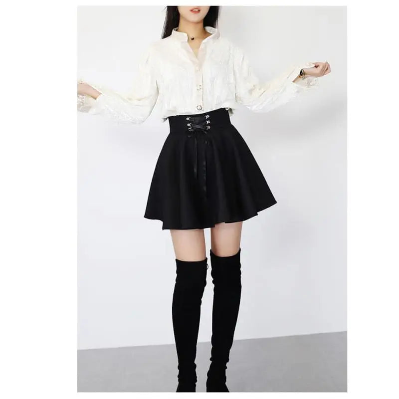 Gothic Harajuku Lace Up Waist Mini Skirt EG001 - Egirldoll