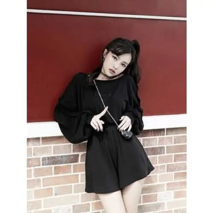 Gothic Harajuku Loner Puff Sleeve Jumpsuit Romper EG0416 - Egirldoll