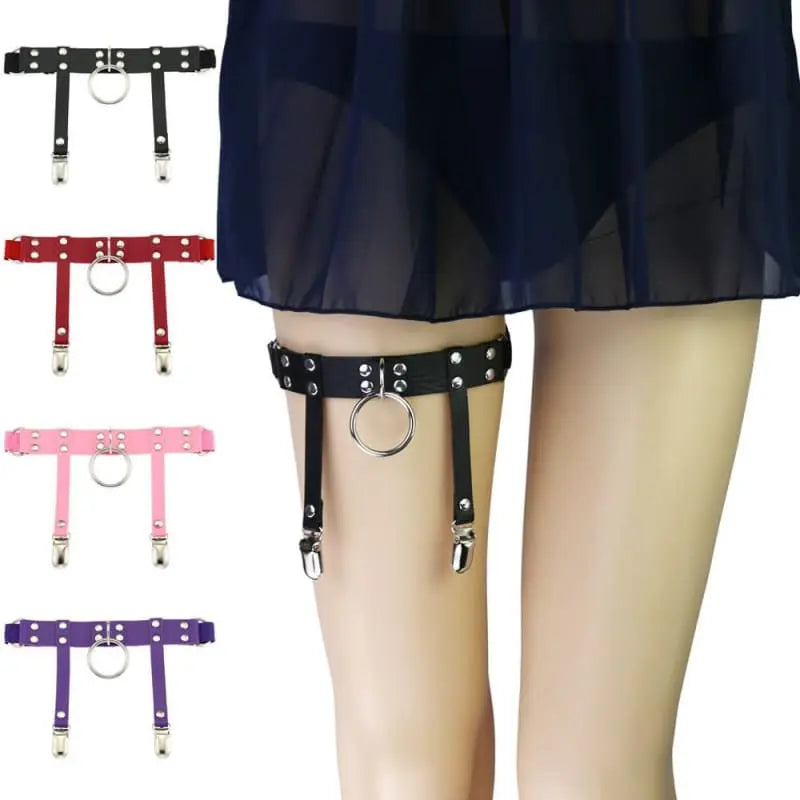 Gothic Harajuku O-Ring Faux Leather Leg Garter Harness EG0420 - Egirldoll