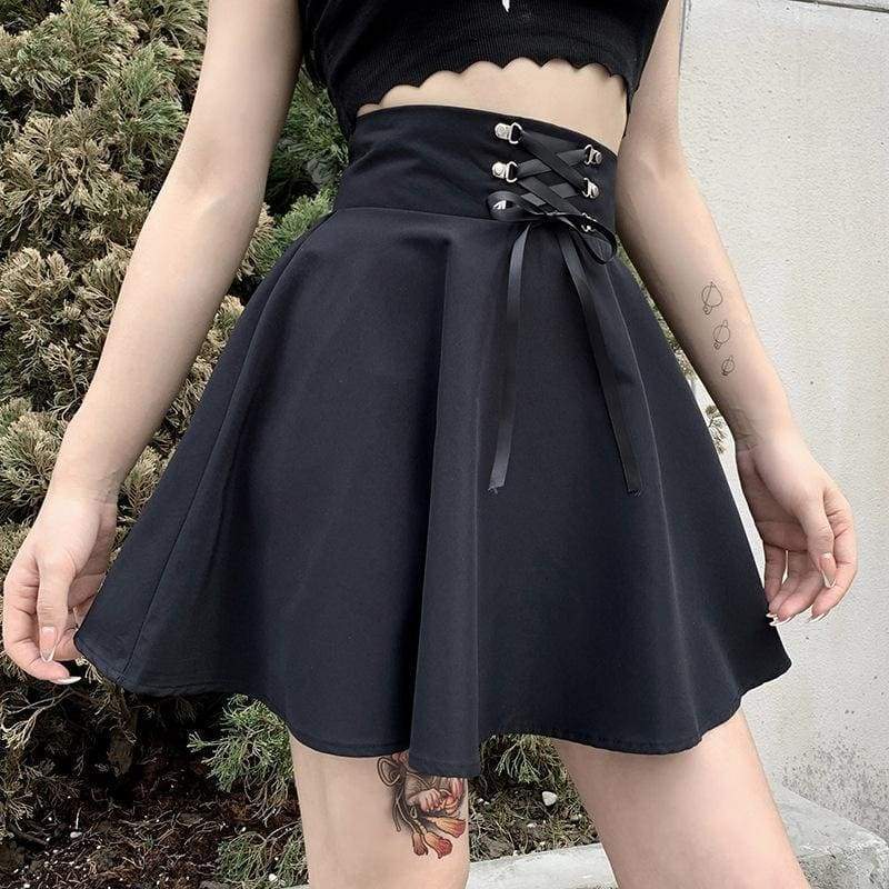 Gothic Harajuku Obsessed Lace Up Skirt EG001 - Egirldoll