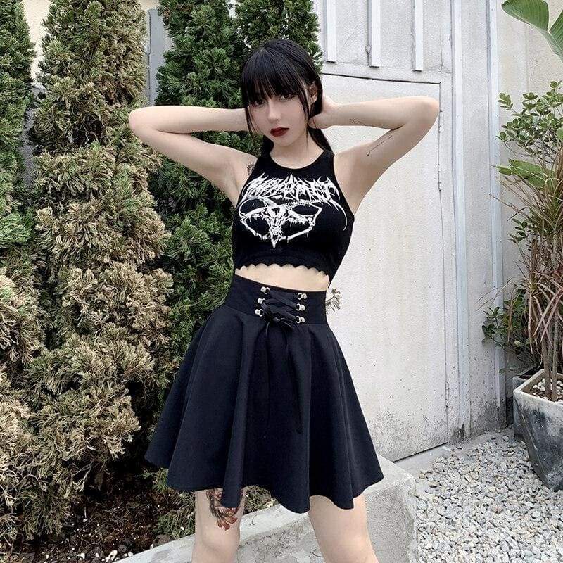 Gothic Harajuku Obsessed Lace Up Skirt EG001 - Egirldoll