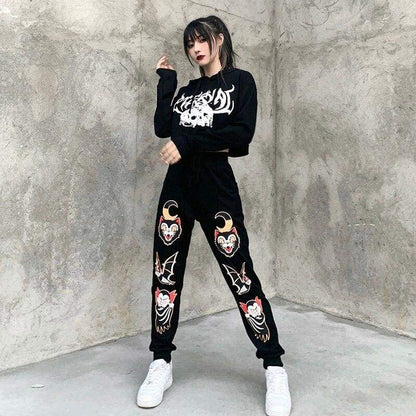 Gothic Harajuku Outta Hell Joggers Pants GA087 - Egirldoll