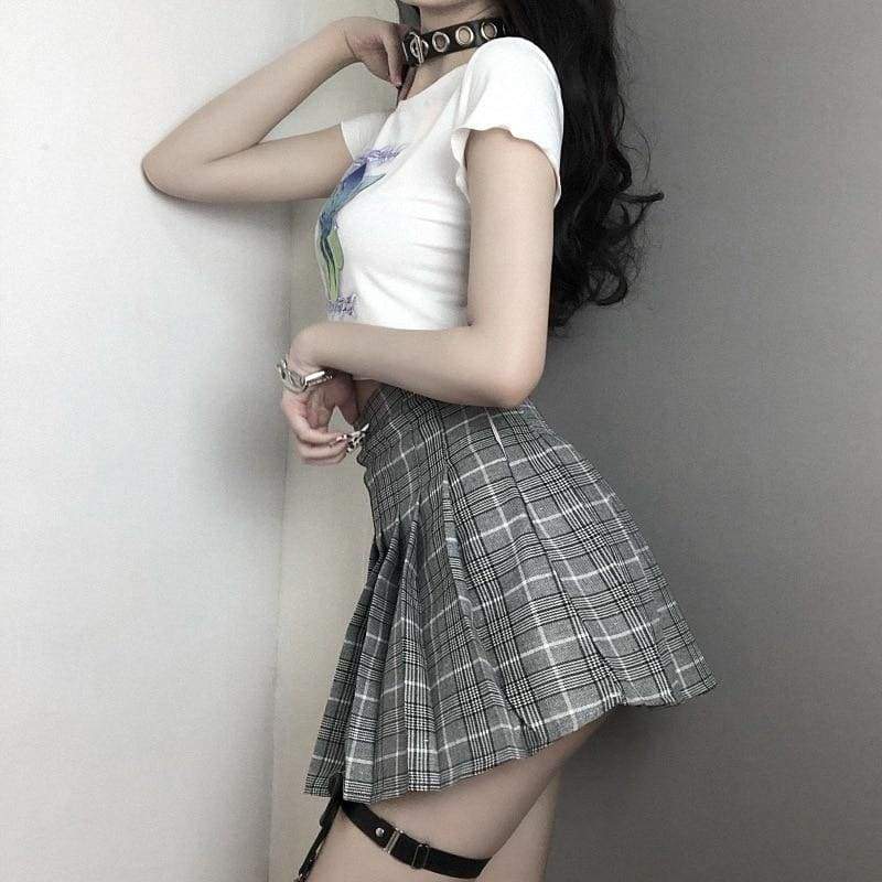 Gothic Harajuku Pay My Tuition Plaid Skirt EG16665 - Egirldoll