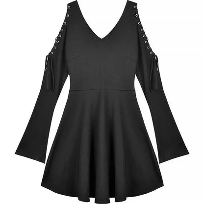 Gothic Harajuku Punk Sexy Lace Up Sleeves Mini Dress EG338 - Egirldoll