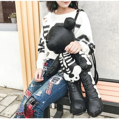 Gothic Harajuku Punk Skeleton Bear Backpack EG0426 - Egirldoll