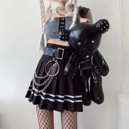 Gothic Harajuku Rivet Bear PU Leather Backpack Bag EG027 - Egirldoll