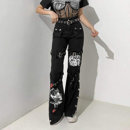 Gothic Harajuku Rules To Break Buckle Pants EG565 - Egirldoll