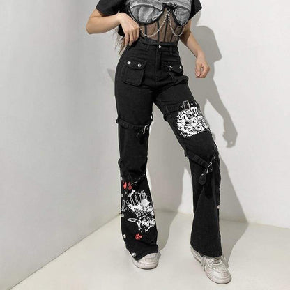 Gothic Harajuku Rules To Break Buckle Pants EG565 - Egirldoll