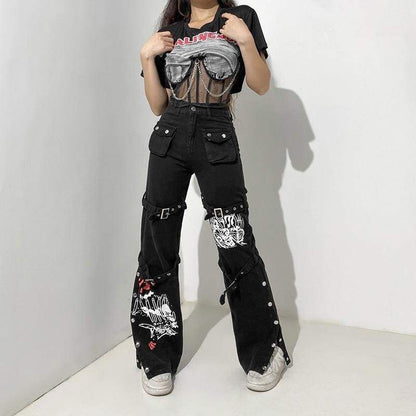 Gothic Harajuku Rules To Break Buckle Pants EG565 - Egirldoll