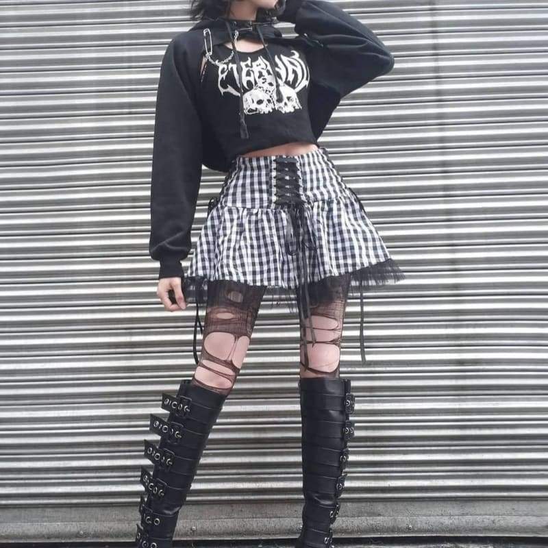 Gothic Harajuku School Dropout Plaid Skirt GA030 - Egirldoll