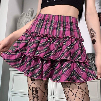 Gothic Harajuku Sinful Showdown Plaid Skirt GA018 - Egirldoll