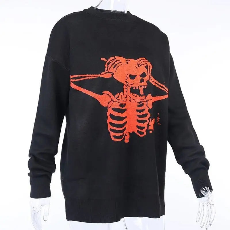 Gothic Harajuku Skull Skeleton Sweater Top EG020 - Egirldoll