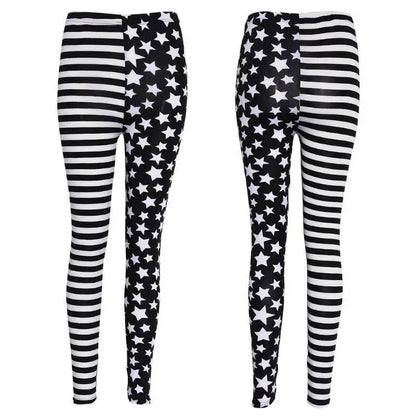 Gothic Harajuku Stripes Stars Leggings Pants EG024 - Egirldoll