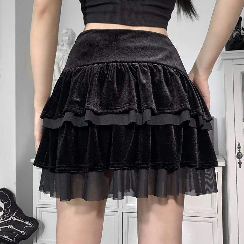 Gothic Harajuku Watch Me Velvet Skirt EG16795 - Egirldoll
