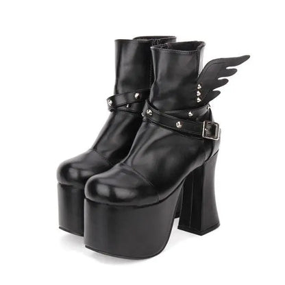 Gothic Harajuku Wings Platform Boots EG263 - Egirldoll