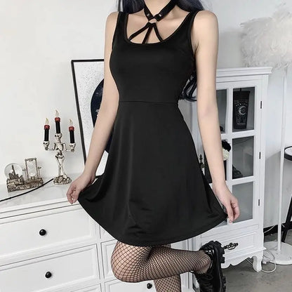 Gothic Harness Halter Mini Dress EG0444 - Egirldoll