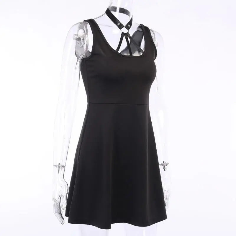 Gothic Harness Halter Mini Dress EG0444 - Egirldoll